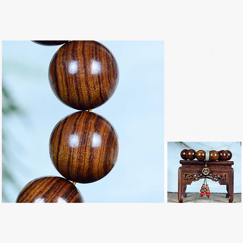 Rosewood Gourd Charm Spiritual Bracelet for Calm Protection