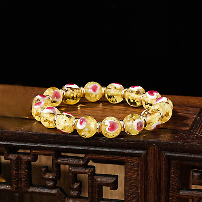 Pink Liuli Glass Spiritual Bracelet for Love & Luck