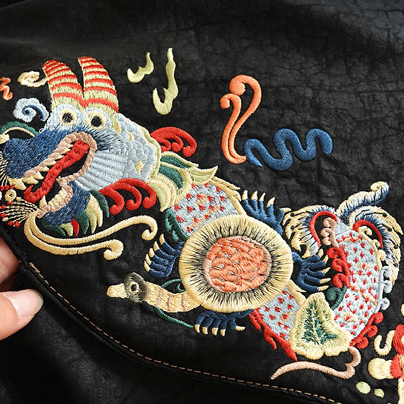 Xiangyunsha-Umhängetasche aus Seide mit Fisch- und Phönix-Stickerei
