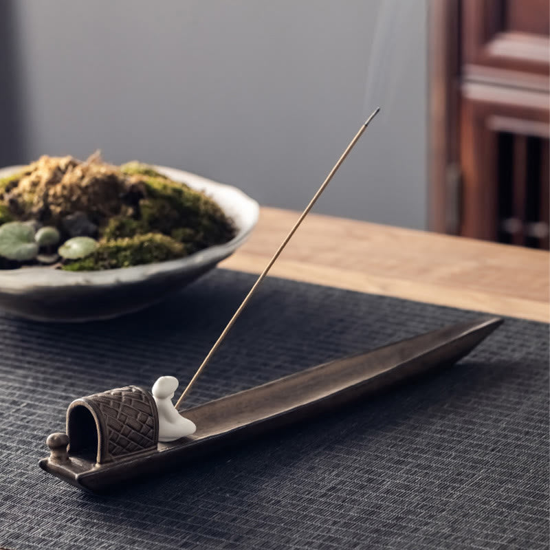 Fisherman Zen Räuchergefäß aus Keramik, 30,5 cm, Braun