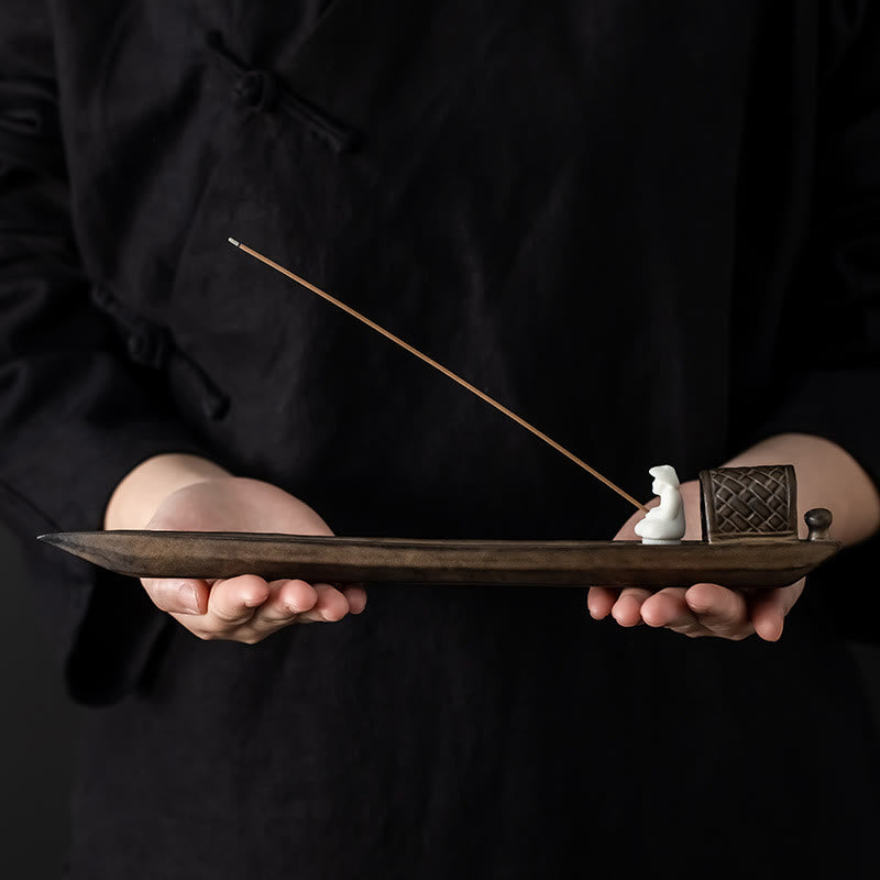 Fisherman Zen Räuchergefäß aus Keramik, 30,5 cm, Braun