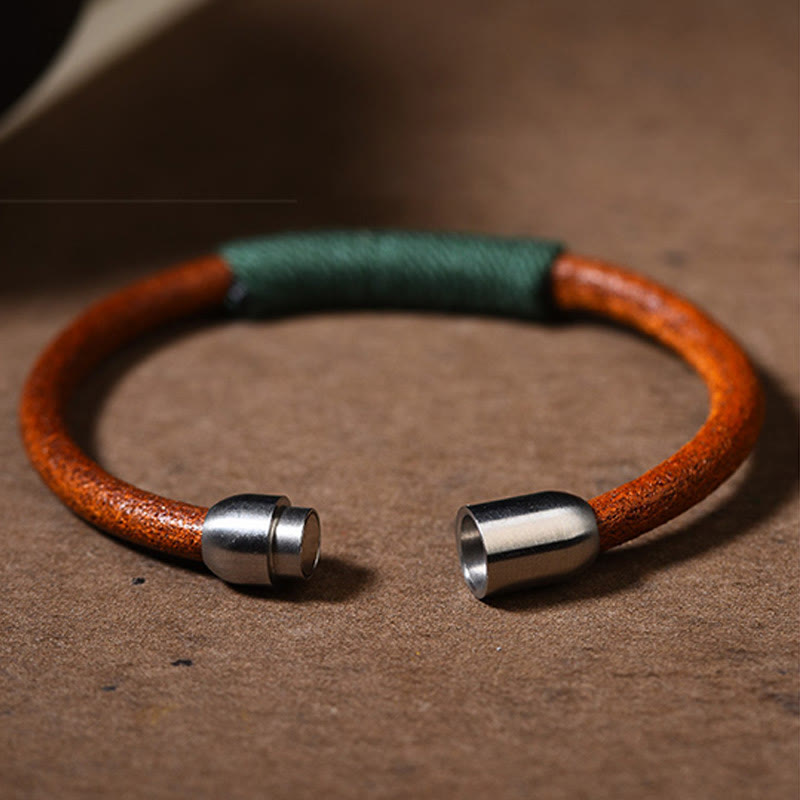 Spirituelles Armband mit fünf Elementen | Tibetisches Leder-Glücksgeflecht 19 cm