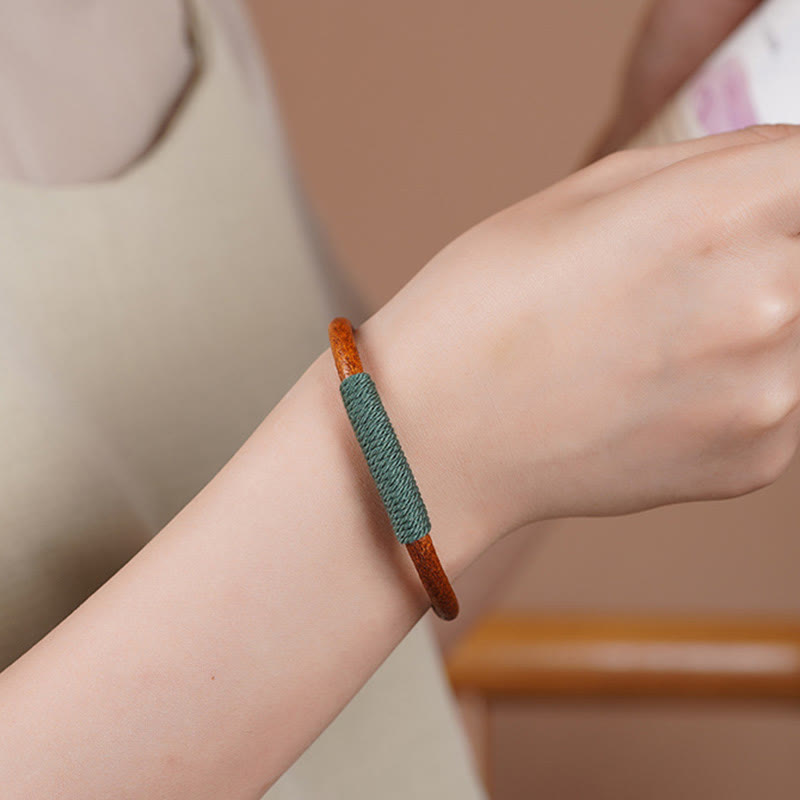Spirituelles Armband mit fünf Elementen | Tibetisches Leder-Glücksgeflecht 19 cm