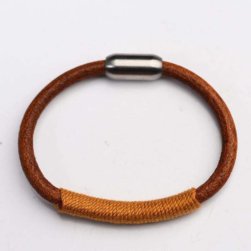 Spirituelles Armband mit fünf Elementen | Tibetisches Leder-Glücksgeflecht 19 cm