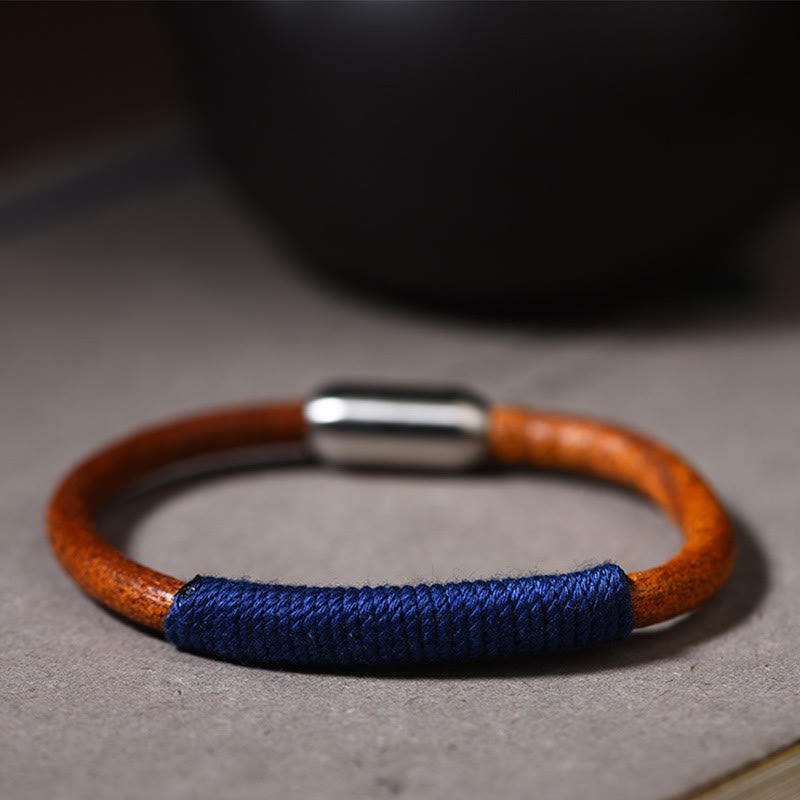 Spirituelles Armband mit fünf Elementen | Tibetisches Leder-Glücksgeflecht 19 cm