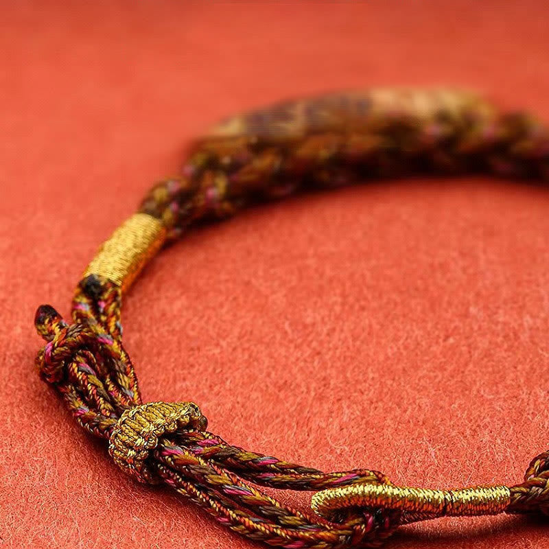 Fünf Götter des Reichtums Spirituelles Schnurarmband 14 Karat Gold