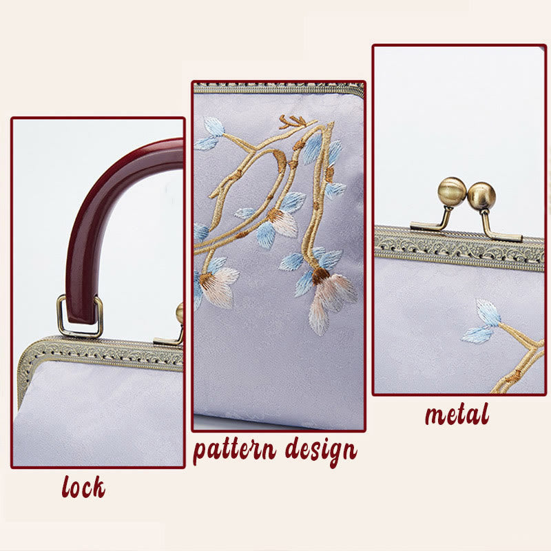 Handtasche mit Blumenstickerei | Spirituelle Umhängetasche 19cm