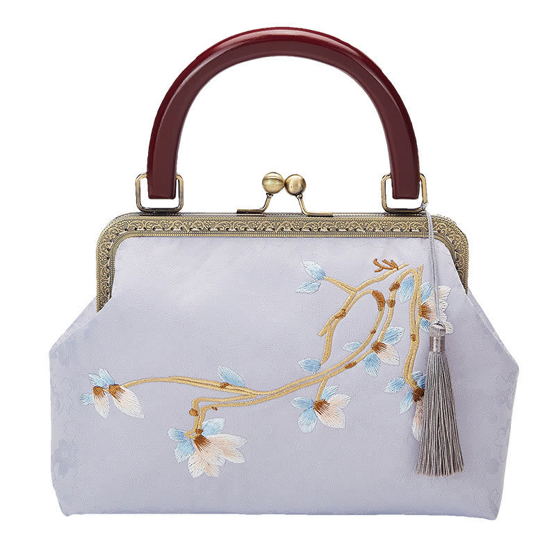 Handtasche mit Blumenstickerei | Spirituelle Umhängetasche 19cm