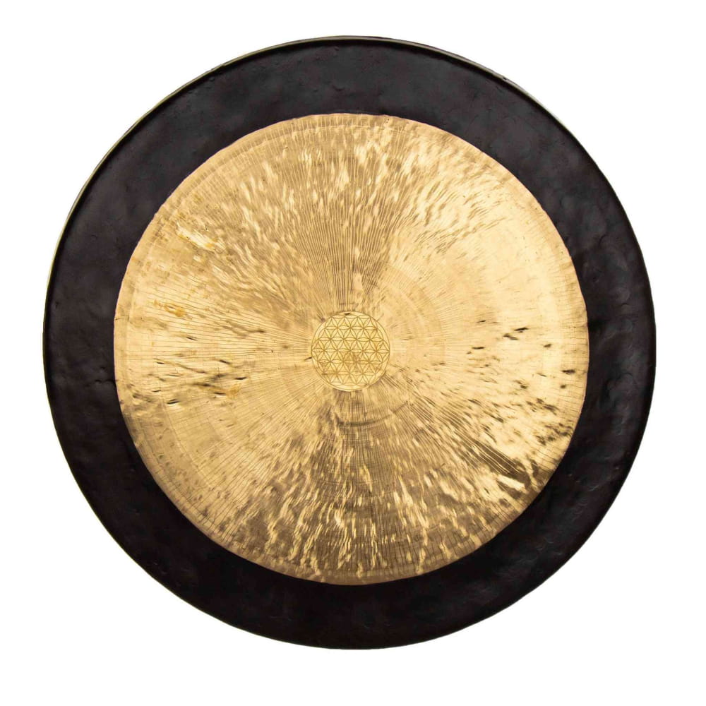 Traditional Flower of Life Chau Gong with gold center and black rim for percussion