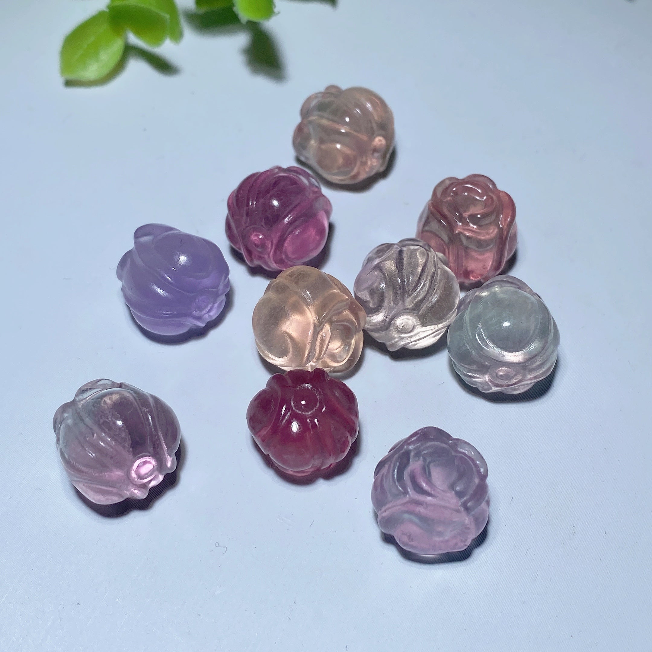 Fluorite Rose Flower Carving 0.5 inch for Jewelry DIY Healing