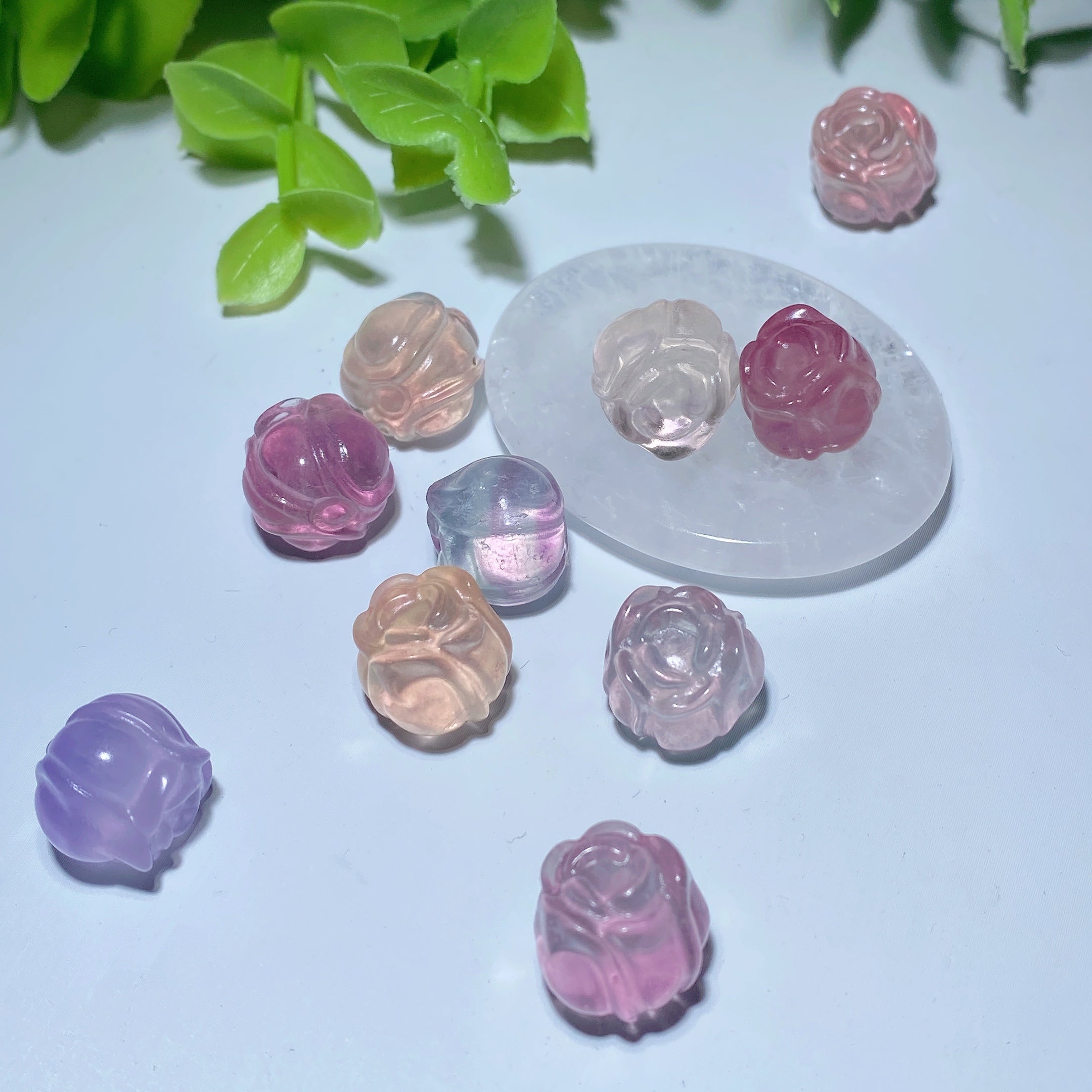 Fluorite Rose Flower Carving 0.5 inch for Jewelry DIY Healing