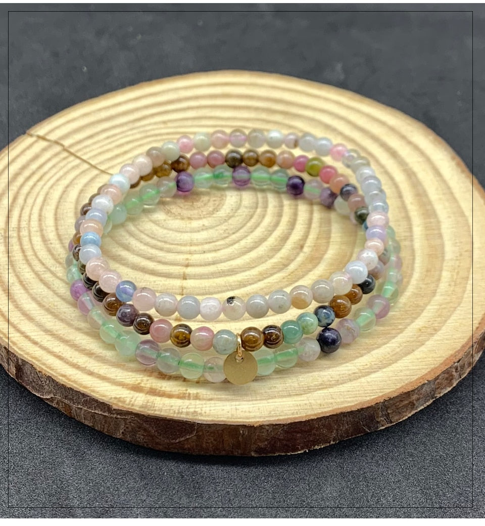 Fluorit, Tigerauge, Amethyst Armband Set