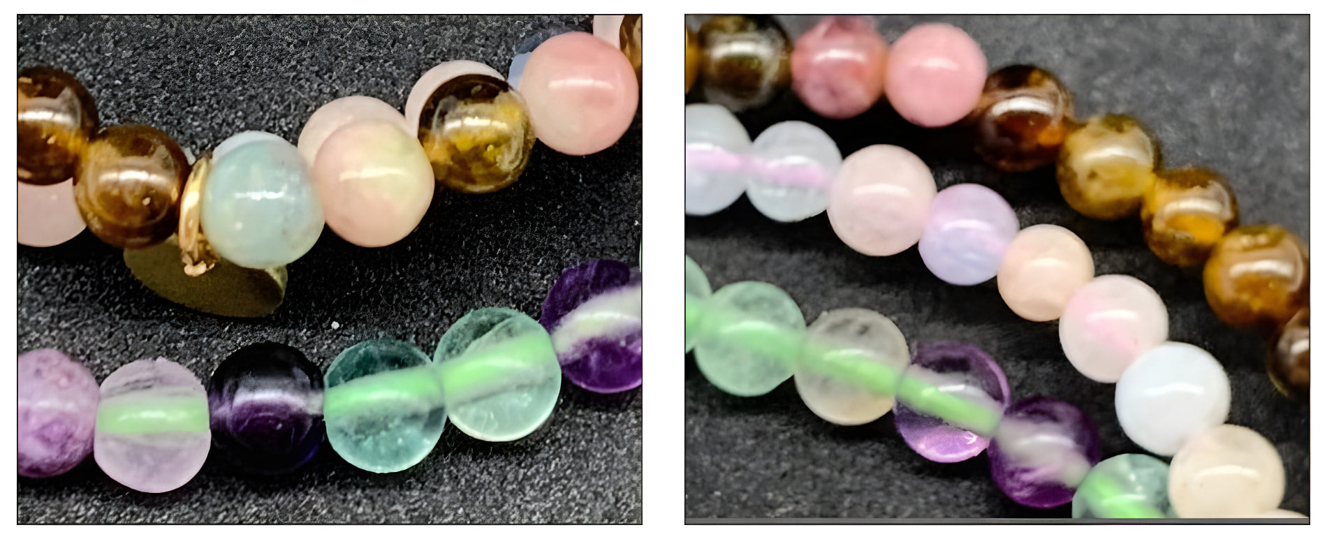 Fluorit, Tigerauge, Amethyst Armband Set