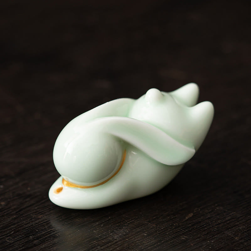 Räuchergefäß aus Keramik mit Bambusmatte „Flying Rabbit“ für Wohlstand