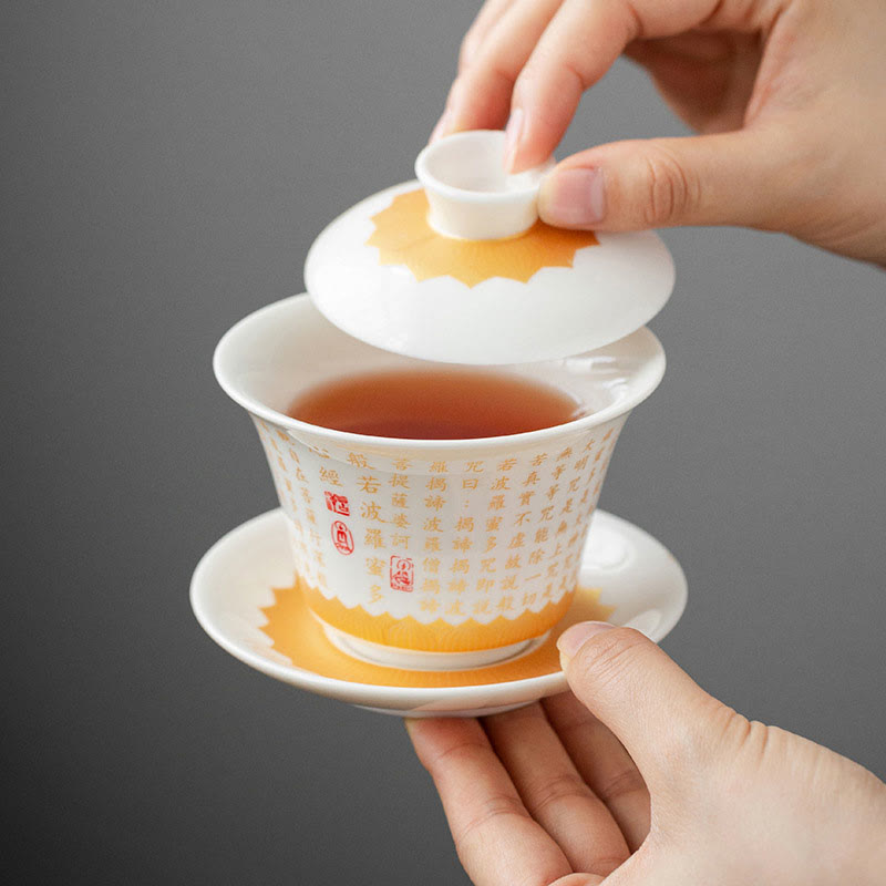 Keramik-Gaiwan mit Fu-Charakter, 150 ml, Meditationstee-Set