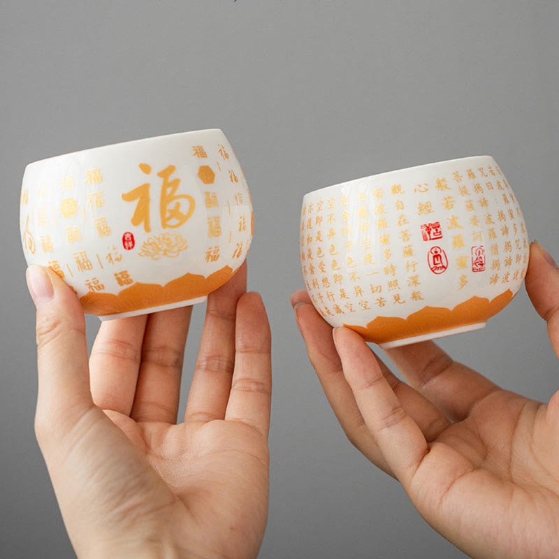 Keramik-Gaiwan mit Fu-Charakter, 150 ml, Meditationstee-Set