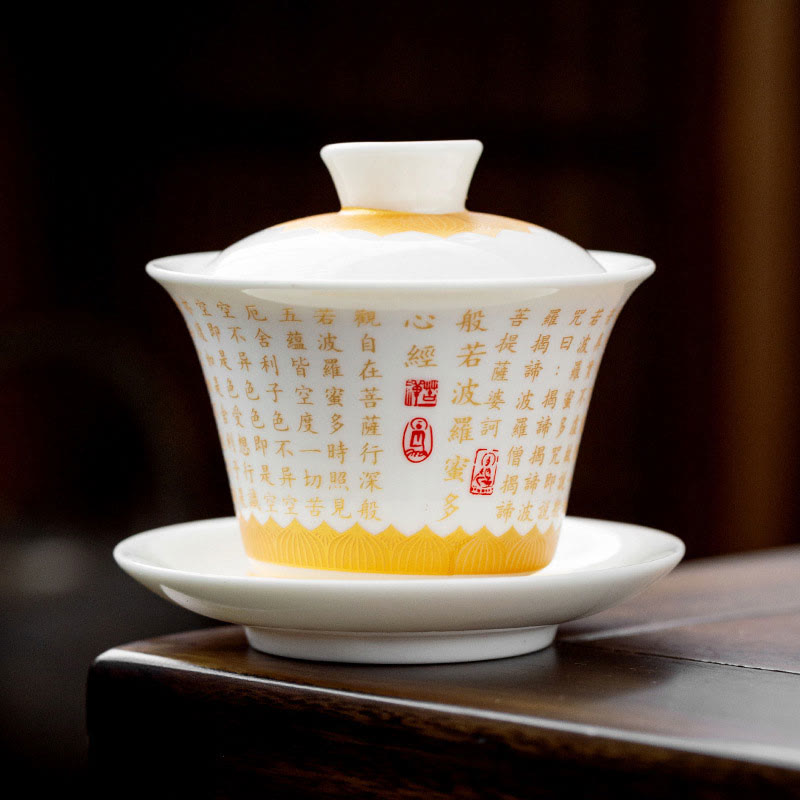 Keramik-Gaiwan mit Fu-Charakter, 150 ml, Meditationstee-Set
