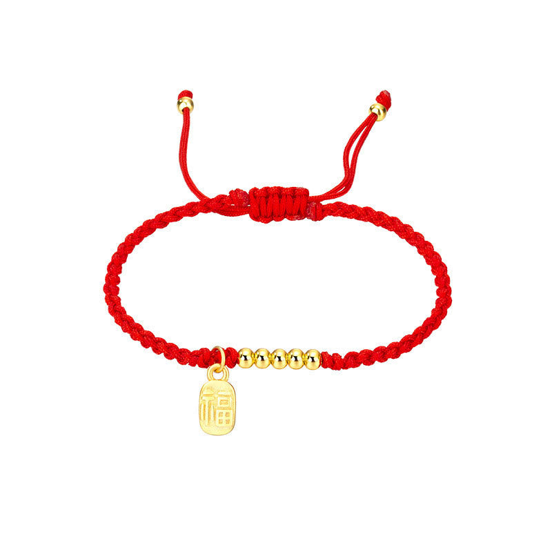 Rotes Armband mit Fu-Charakter für Glück und Schutz