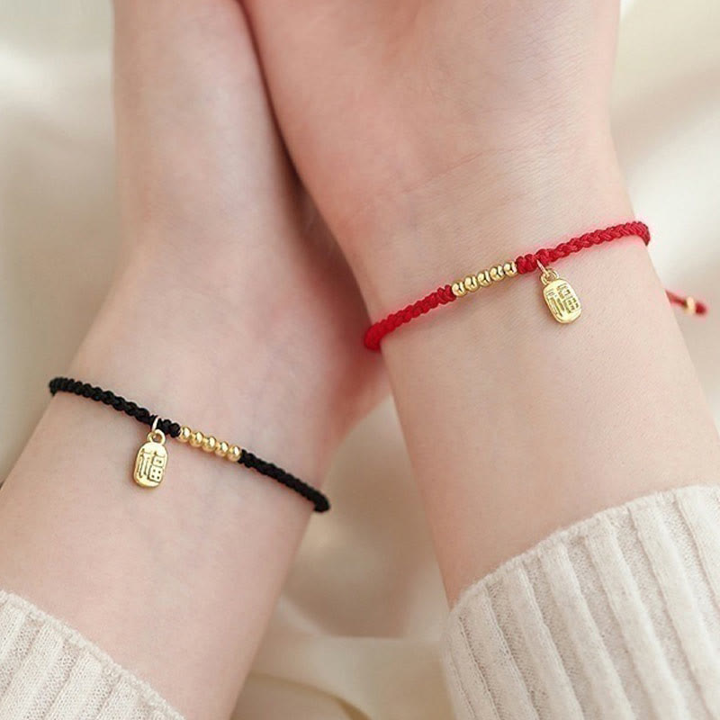 Rotes Armband mit Fu-Charakter für Glück und Schutz