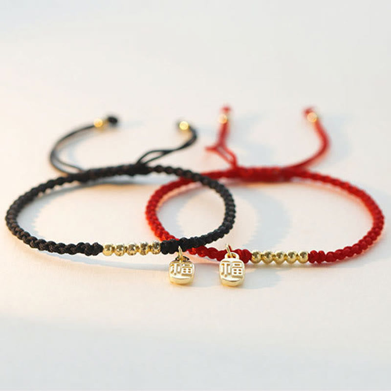 Rotes Armband mit Fu-Charakter für Glück und Schutz