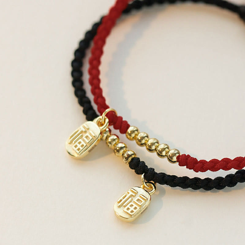 Rotes Armband mit Fu-Charakter für Glück und Schutz