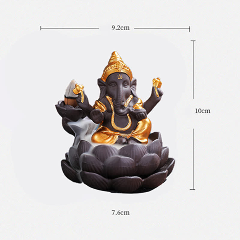 Ganesh-Elefant, violetter Rückfluss-Räucherbrenner aus Ton