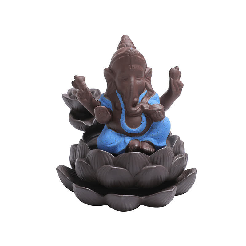 Ganesh-Elefant, violetter Rückfluss-Räucherbrenner aus Ton