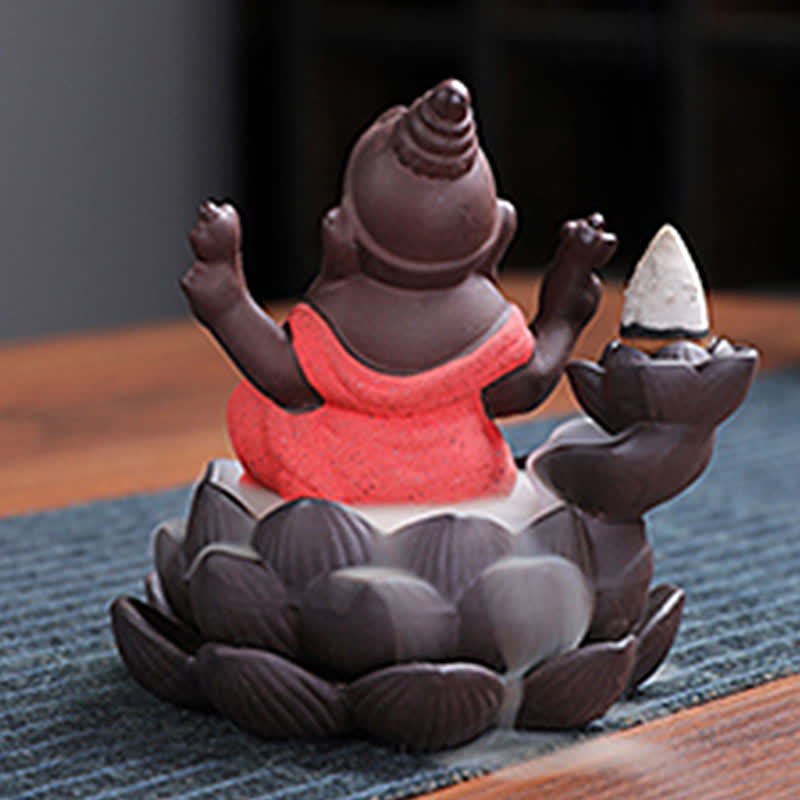 Ganesh-Elefant, violetter Rückfluss-Räucherbrenner aus Ton