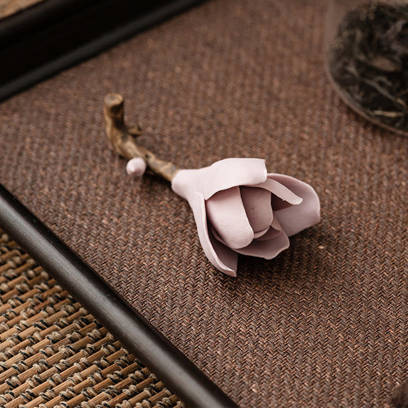 Räuchergefäß aus Keramik mit Gardenienblüte, 8,5 cm, für Meditation