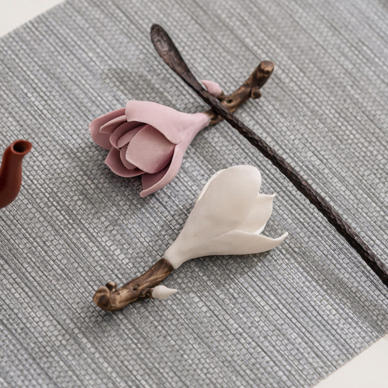 Räuchergefäß aus Keramik mit Gardenienblüte, 8,5 cm, für Meditation