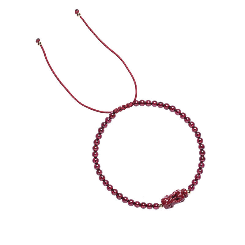 Granat-Zinnober-Pixiu-Armband für Ruhe und Segen