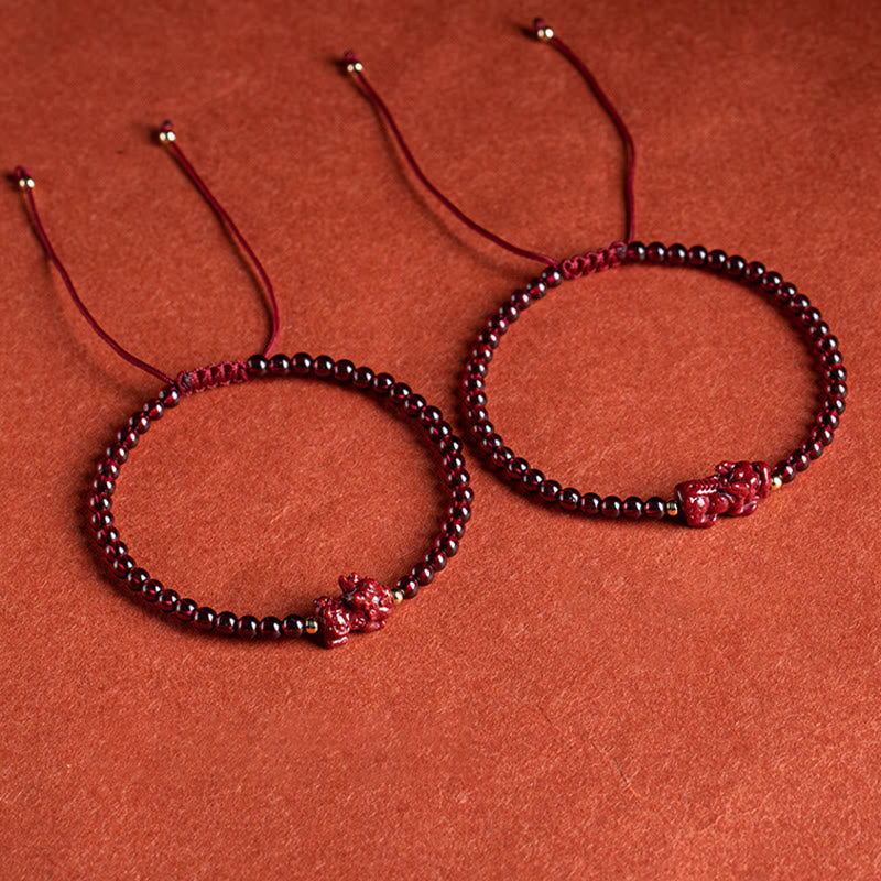 Granat-Zinnober-Pixiu-Armband für Ruhe und Segen