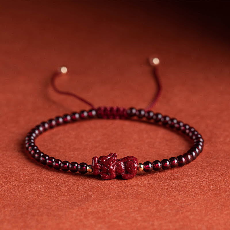 Granat-Zinnober-Pixiu-Armband für Ruhe und Segen
