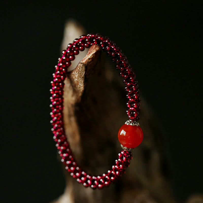 Granat-Schutzarmband mit rosa Kristall- und Amazonitperlen