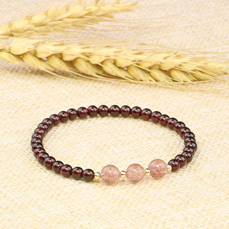 Granat &amp; Erdbeerquarz Ruhiges Heilarmband