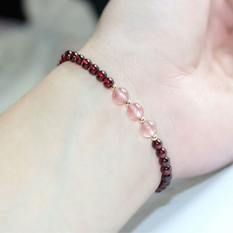 Granat &amp; Erdbeerquarz Ruhiges Heilarmband
