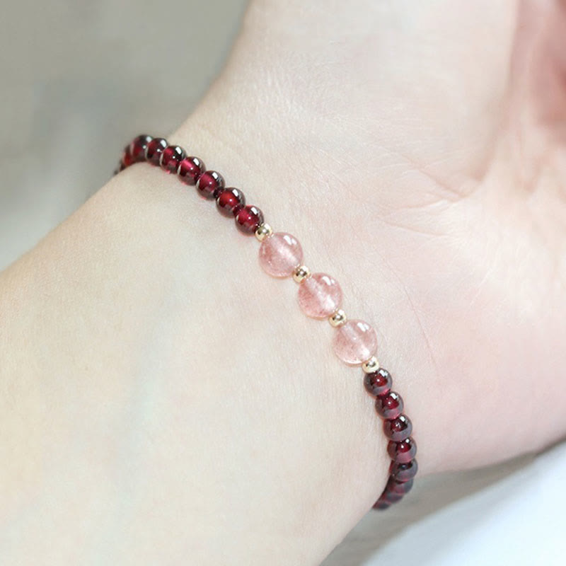 Granat &amp; Erdbeerquarz Ruhiges Heilarmband