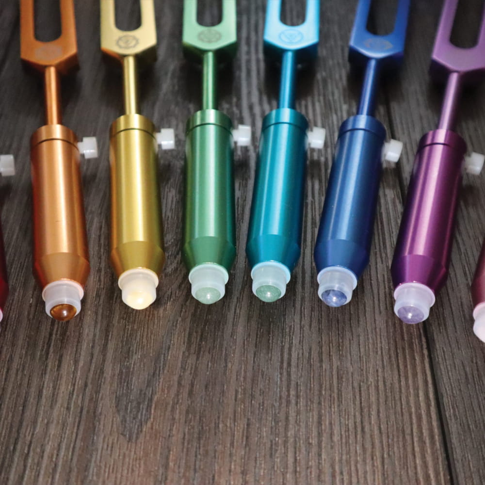 Gemstone Aromatherapy Tuning Forks for Acupressure & Healing - On sale