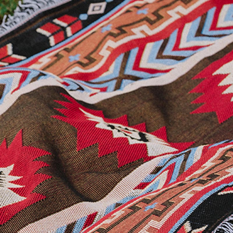 Geometrische tibetische Decke, 90 x 180 cm, warm, bequem