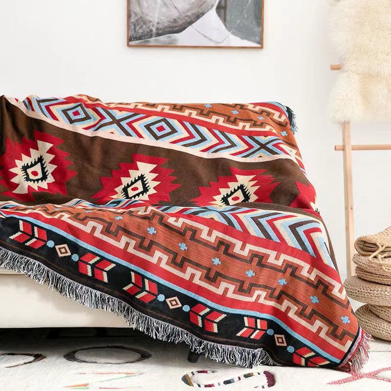 Geometrische tibetische Decke, 90 x 180 cm, warm, bequem