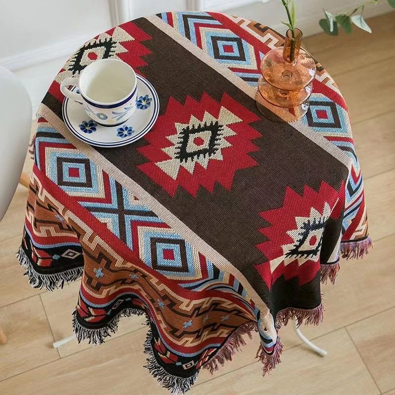 Geometrische tibetische Decke, 90 x 180 cm, warm, bequem
