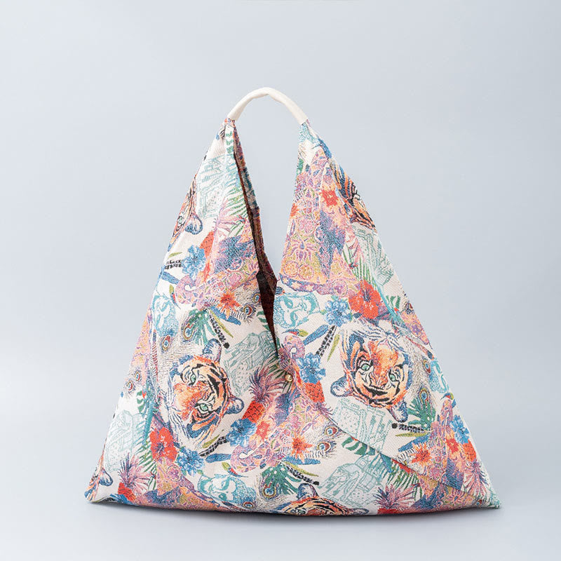Geometry Tiger Flowers Leopard Print Unterarm Dreieck Schultertasche