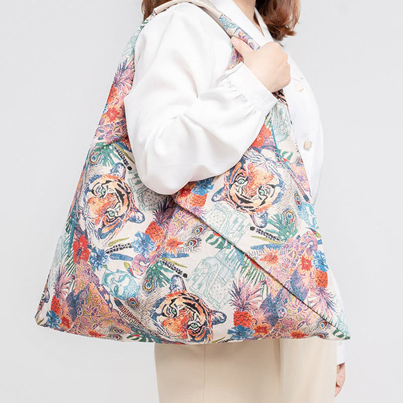 Geometry Tiger Flowers Leopard Print Unterarm Dreieck Schultertasche