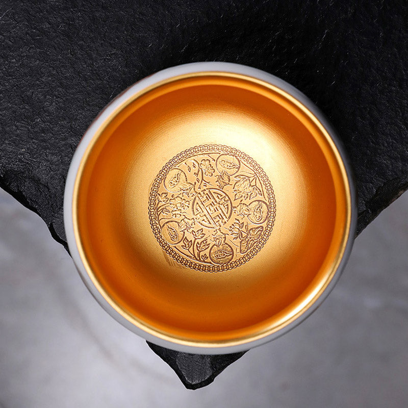 Vergoldete Kürbis-Drachen-Teetasse aus Porzellan, 160 ml, spirituelle Teetasse