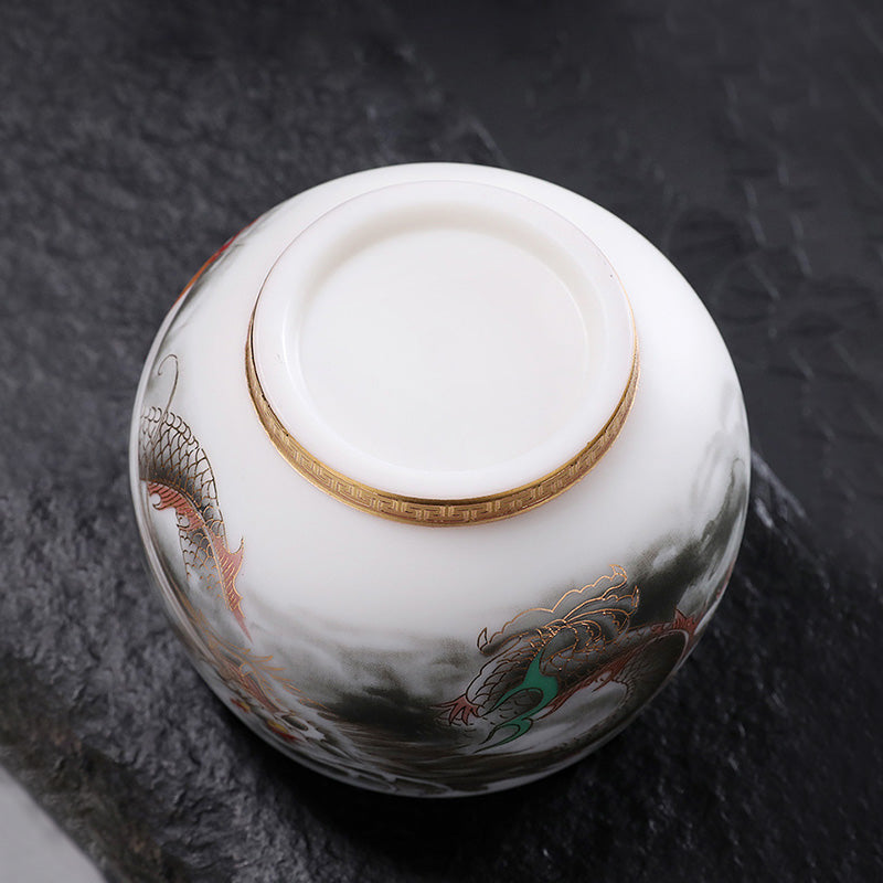 Vergoldete Kürbis-Drachen-Teetasse aus Porzellan, 160 ml, spirituelle Teetasse