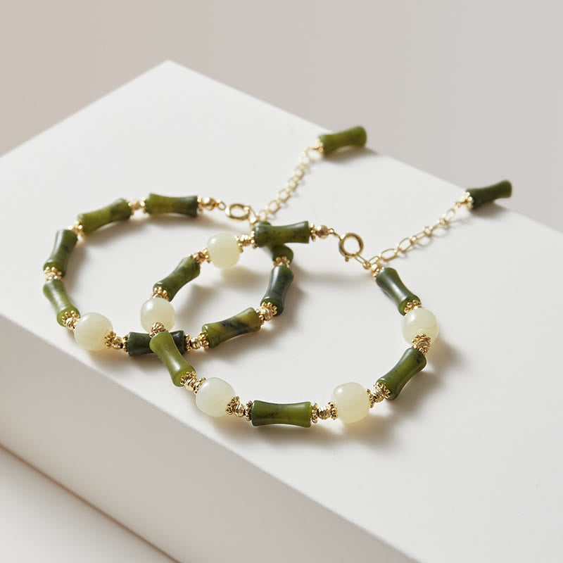 Glasperlen Bambus Glücksstärke Spirituelles Armband