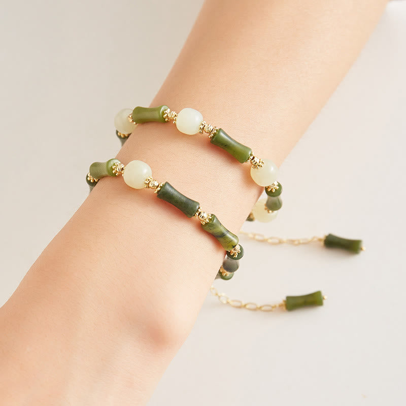 Glasperlen Bambus Glücksstärke Spirituelles Armband