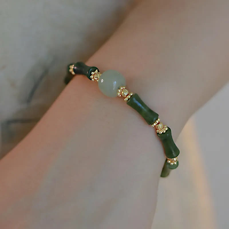 Glasperlen Bambus Glücksstärke Spirituelles Armband
