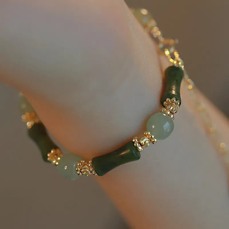 Glasperlen Bambus Glücksstärke Spirituelles Armband