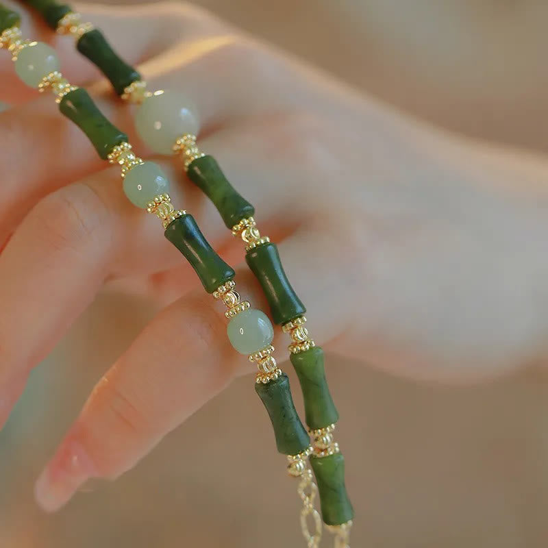 Glasperlen Bambus Glücksstärke Spirituelles Armband
